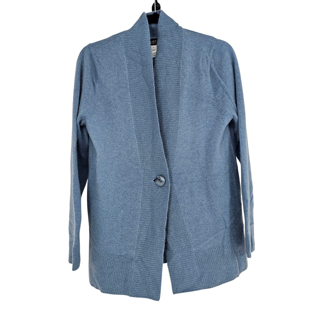 Jones New York‎ Collection Cashmere Cardigan Sweater M Blue Shawl Collar Cozy